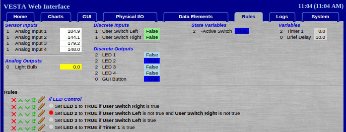 A screenshot of the Vesta Rules Tab