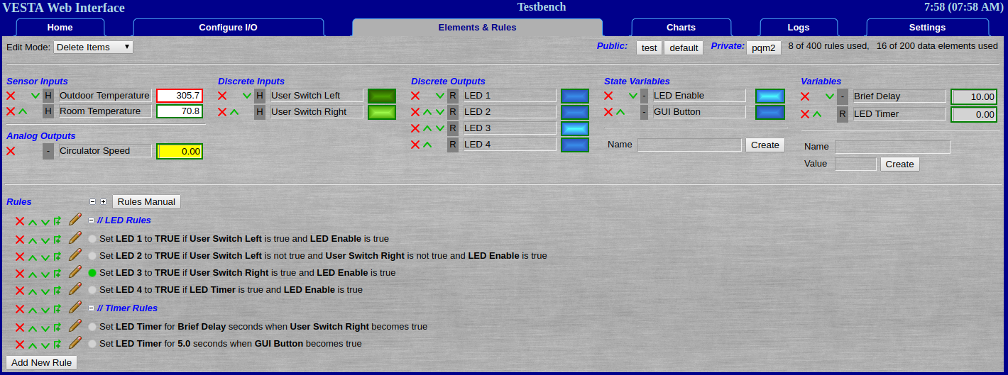 A screenshot of the Elements & Rules tab